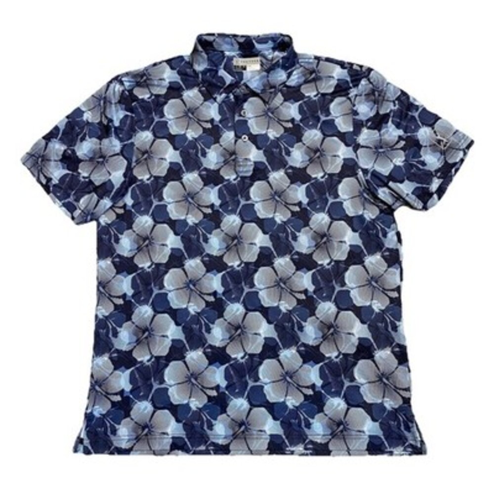 PGA Golf Polo‎ Mens L Multi Floral Stretch Performance Athletic Fit Shirt